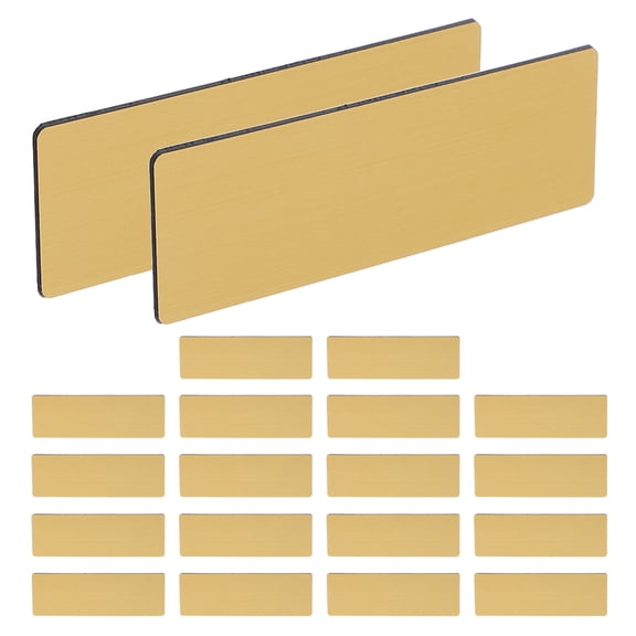 HEANUJJ 20Pcs Golden Blank Name Badges with Pin Backs for Office Employees Reusable DIY Identification