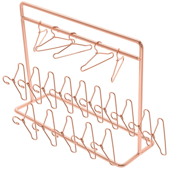 HEANUJJ Portable Garment Rack Mini Clothes Hangers Rose Gold Iron Tiny House Accessories 21-Pcs