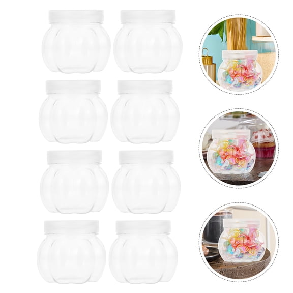 HEANUJJ 24Pcs Transparent Pumpkin Candy Storage Jars with Sealed Lid for Candy and Dried Fruit