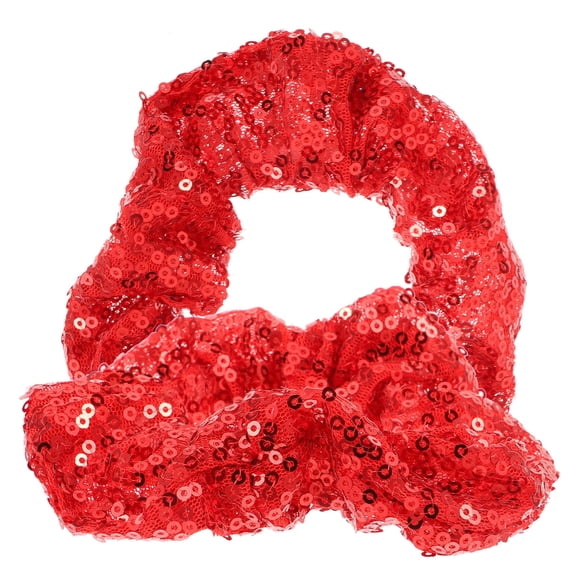 HEANUJJ 2PCS Sequin Red Scrunchie Cloth Hair Tie for Home Use