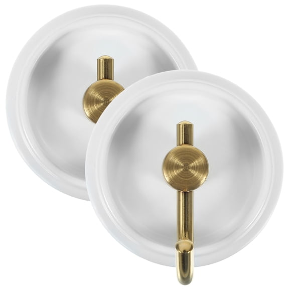 HEANUJJ 2Pcs Self Adhesive Wall Hooks White Multi Use Hooks for Home Bathroom Kitchen