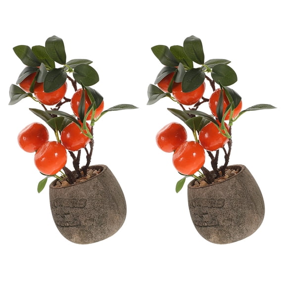 HEANUJJ Set of 2 Artificial Fruit Tree Bonsai Decor, Lightweight Faux Fruit Plants for Home, Office, and Room Decoration