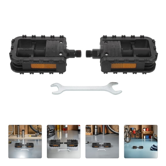 HEANUJJ Bike Pedals Black Plastic Anti-Slip Folding for E-Bikes 2Pcs