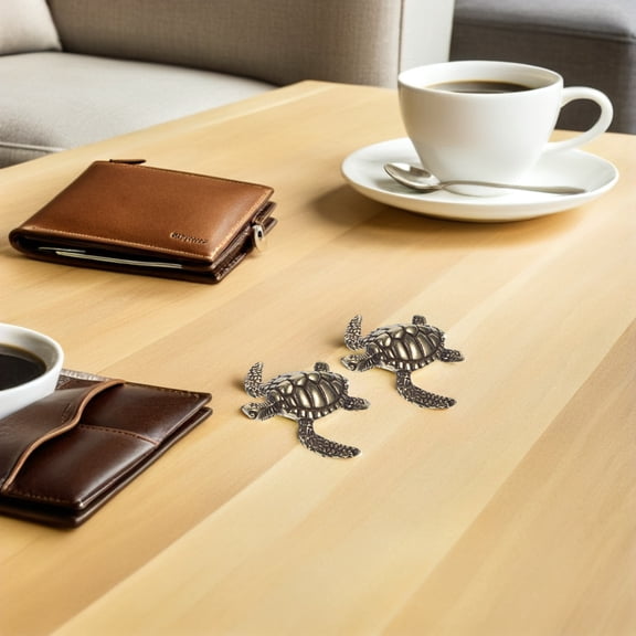 HEANUJJ 2Pcs Brass Sea Turtle Figurines Vintage Finish Solid Brass Turtle Ornament