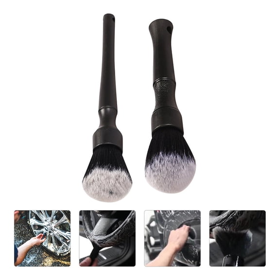 HEANUJJ 2-Pack Car Interior Detailing Brushes with Comfortable Black Handles for Dashboard and Screen Cleaning