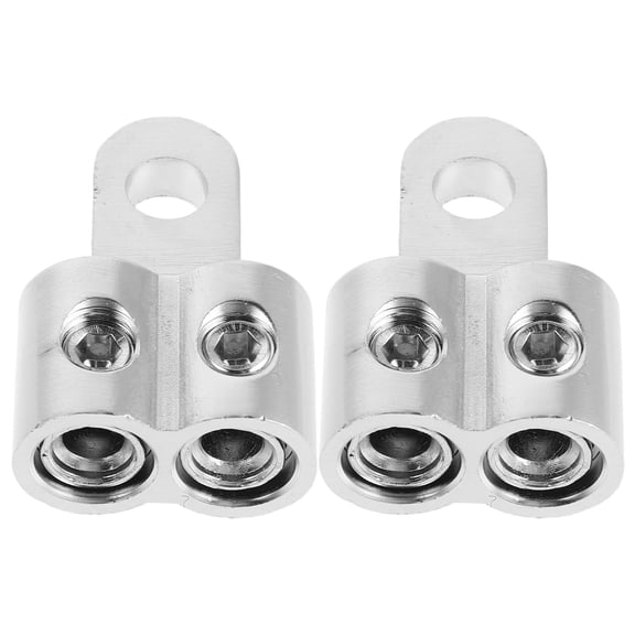 HEANUJJ 2Pcs Car Stereo Wire Connector Zinc Alloy Plated Silver Amp Power Terminal Block