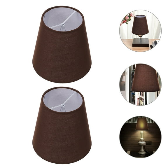 HEANUJJ 2Pcs Rustic Coffee Fabric Lampshade Cover for Household Desk Table and Floor Lamps