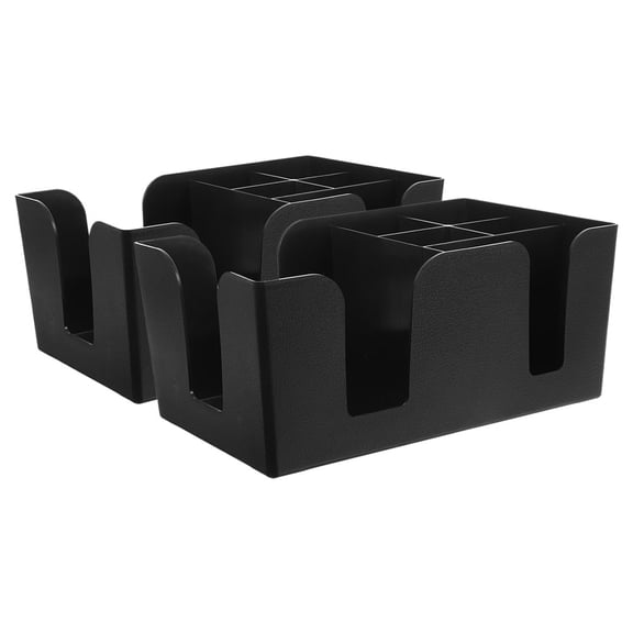 HEANUJJ 2Pcs Coffee Bar Organizer Box Black Multi Compartment Coffee Stirrer Holder for Home Countertop