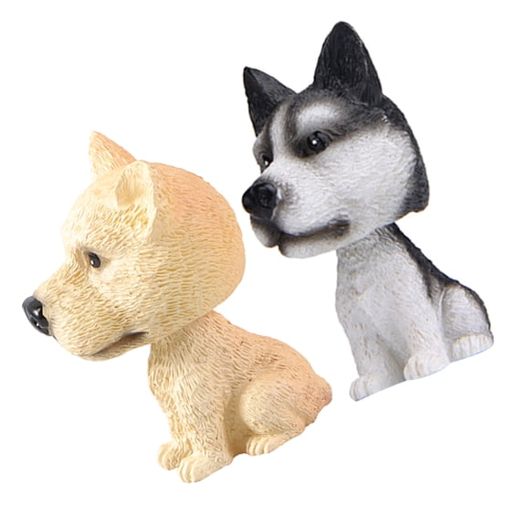HEANUJJ 2Pcs Assorted Color Bobblehead Dog Resin Ornaments for Car Dashboard Interior Decor