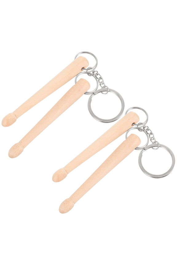 2-Pack Natural Wood Drumstick Keychains, Unique Musical Instrument Pendant Accessories for Music