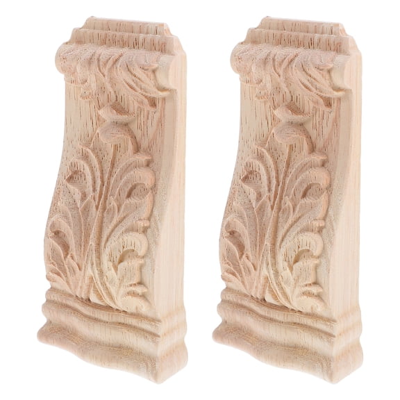 HEANUJJ 2Pcs Decorative Wood Corbels Unpainted Hand Carved Traditional Furniture Supports