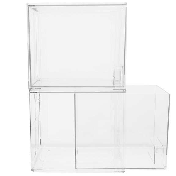 HEANUJJ 2Pcs Transparent Makeup Storage Box with Drawers Large Capacity Cosmetic Organizer