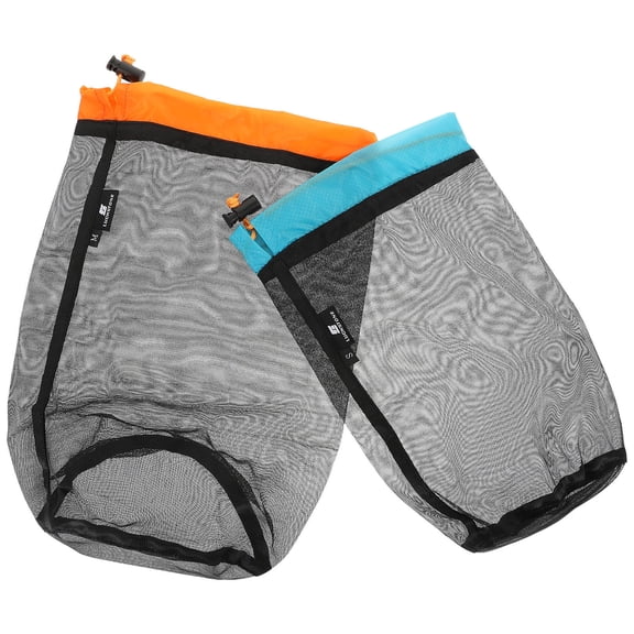 HEANUJJ 2Pcs Drawstring Storage Bags Orange with Black for Clothes