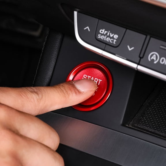 HEANUJJ 2Pcs Durable Red Car Interior Engine Start Stop Circle Aluminium Alloy Accessories
