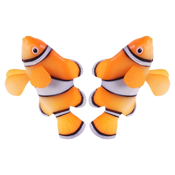 HEANUJJ Set of 2 Realistic Silicone Clownfish Aquarium Decorations with Bright Colors, Floating Fish Ornaments for Tank