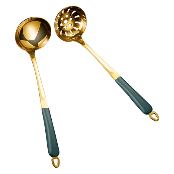 HEANUJJ Set of 2 Golden Stainless Steel Soup Spoons for Restaurant and Home Use Kitchen Utensils