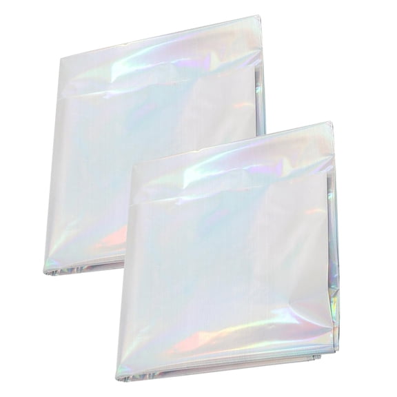 HEANUJJ Set of 2 Rectangle Iridescent Aluminum Foil Table Covers Multi- Decorations