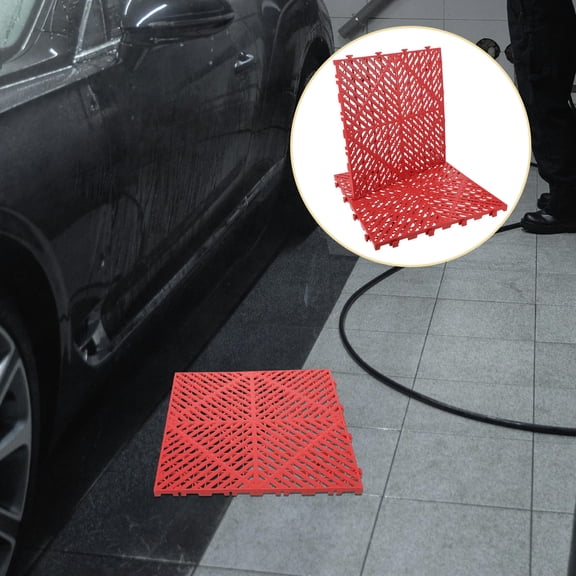 HEANUJJ 2Pcs Red Interlocking Plastic Floor Grates for Garage Drainage and Car Wash Flooring
