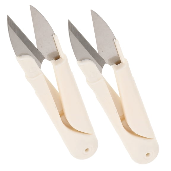 HEANUJJ 2Pcs White Fabric Scissors with Pointed Blades and Safety Cap for Easy Trimming
