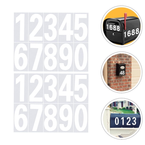HEANUJJ 2Pcs Premium Plated Silver Self Adhesive Number Stickers Weatherproof Reflective Decals for Home