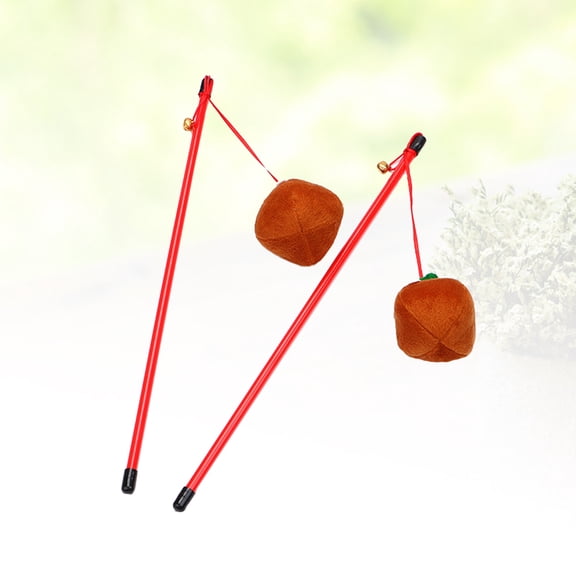 HEANUJJ 2Pcs Red Cat Teaser Wand with Pumpkin Design for Energetic and Nimble Cats