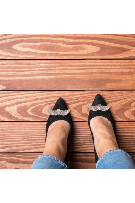 2Pcs Zinc Alloy Wedding Shoe Clips with Crystal Embellishments and Wings