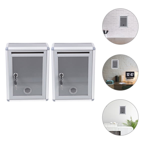 HEANUJJ 2Pcs Silver Metal Wall Mailbox with Lock Durable Aluminum Alloy for Office Letters