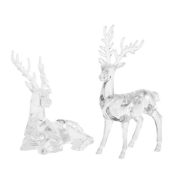 HEANUJJ 2Pcs Transparent Reindeer Tabletop Decorations Acrylic Deer Figurines for Holidays