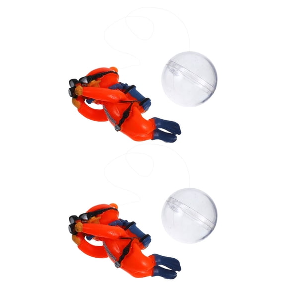 HEANUJJ 2Pcs Unique Orange Diver Aquarium Decor Floating Fish Tank Accessories for Betta