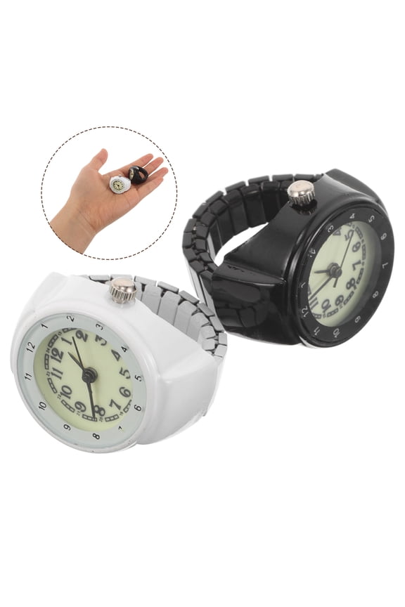 2-Pack Unisex Retro Finger Watches with Glow-in-the-Dark Arabic Numeral Dial, Stylish and Functional Timepiece