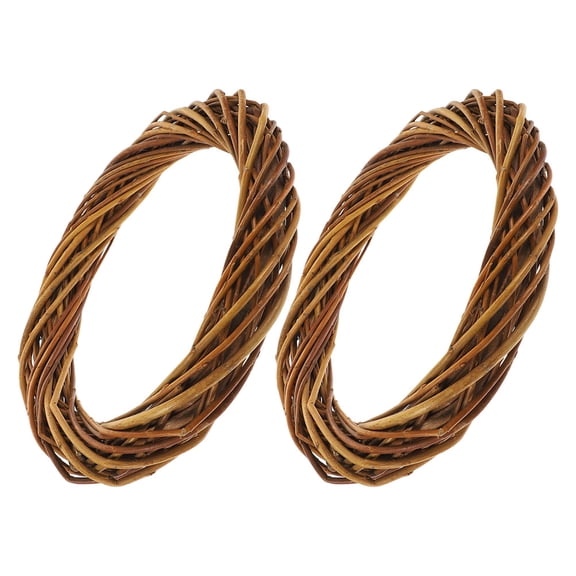HEANUJJ 2Pcs Wicker Wreaths Light Brown Round Twig Rings for DIY Home Decor and Craft Projects