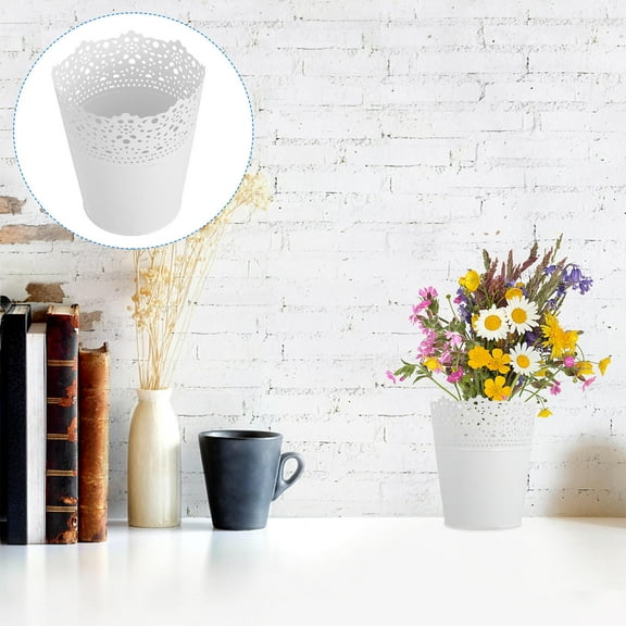 HEANUJJ 2pc Lace Flower Bucket Storage Boxes Rustic Botanical Containers for Plant Home Decor and Organization