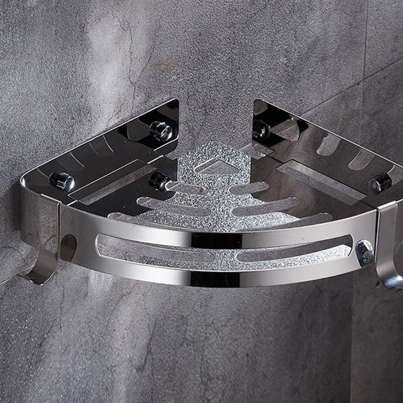 HEANUJJ 2Pcs Bathroom Corner Storage Shelf Stainless Steel Triangle Rack with Hooks