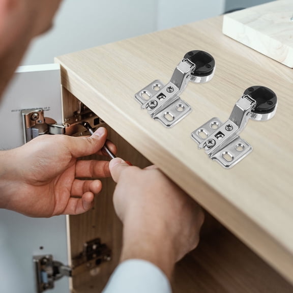 HEANUJJ 2-Pack Hydraulic Soft Close Cabinet Hinges Stainless Steel Frameless Wine Cabinet Door Hardware