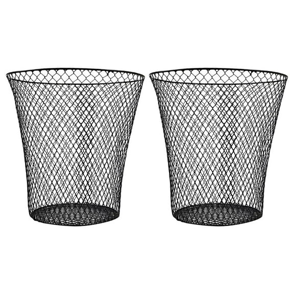 HEANUJJ 2pcs Black Iron Wire Waste Bins, Minimalist Outdoor Garbage Baskets, Trash Cans for Home and Garden