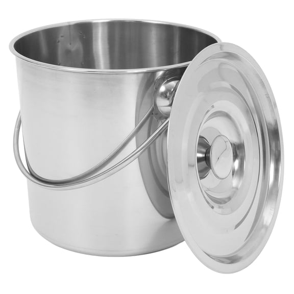 HEANUJJ Stainless Steel Bucket with Lid and Handle, Multi-Purpose Container for Kitchen, Farm, and Home Storage