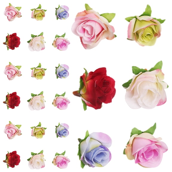 HEANUJJ 30pcs Multicoloured Mini Rose Flowers Assorted Color Silk for Wedding Decorations and DIY Crafts