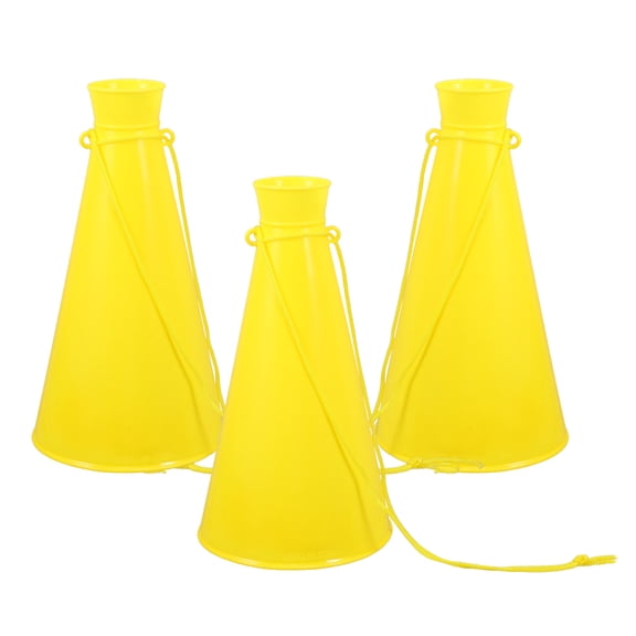 HEANUJJ 3Pcs ABS Plastic Party Noise Makers Yellow Megaphones for Sports Fans and Game Atmosphere