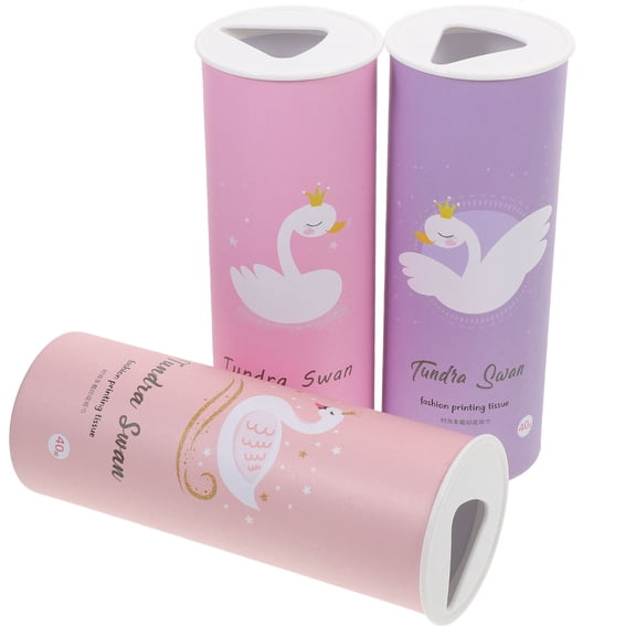 HEANUJJ 3Pcs Assorted Color Cylinder Tissue Box for Car Portable Tissue Holder for Bathroom and Office