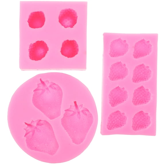 HEANUJJ 3-Piece Flexible Silicone Strawberry Mold Set for Easy Release Baking, Cooking, and Home Kitchen Use
