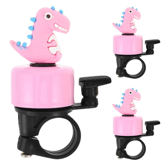 HEANUJJ 3Pcs Pink Bike Bell with Fun Dinosaur Design Crisp Sound for Bike and Scooter Accessories