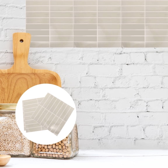 HEANUJJ 3-Pack Kitchen Wall Tile Decals with 3D Effect, Peel and Stick Beige PVC Material for Decor