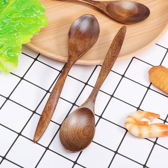 HEANUJJ 3Pcs Spice Spoon Brown Natural Nanmu for Cooking Restaurant Use