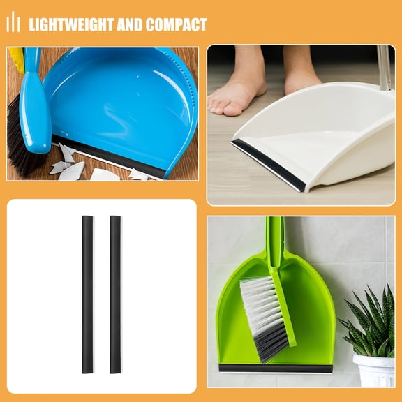 HEANUJJ 4-Pack Black Rubber Edge Strips for Dustpan Replacement, Dustpan Rubber Edge Bars for Cleaning