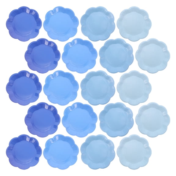 HEANUJJ 40Pcs Elegant Flower Design Paper Plates Sturdy Gradient Blue Cake Plates for Wedding Party