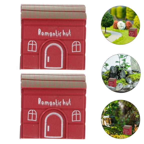 HEANUJJ 4PCS Mini House Model Plastic Micro House for Bonsai Terrarium and Decorative Scene with Colleagues and Family