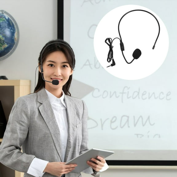 HEANUJJ 4Pcs Black Microphone Headset for Singing and Speaking with Adjustable Lightweight Design