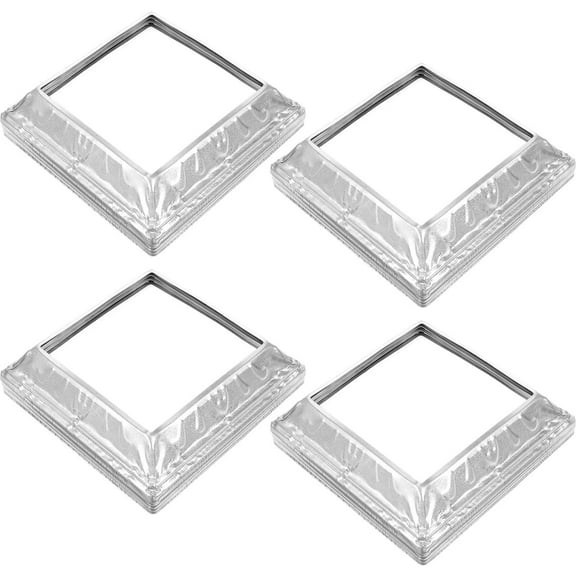 HEANUJJ 4Pcs Plated Silver Post Skirt Base Trim for Porch Handrail Railings