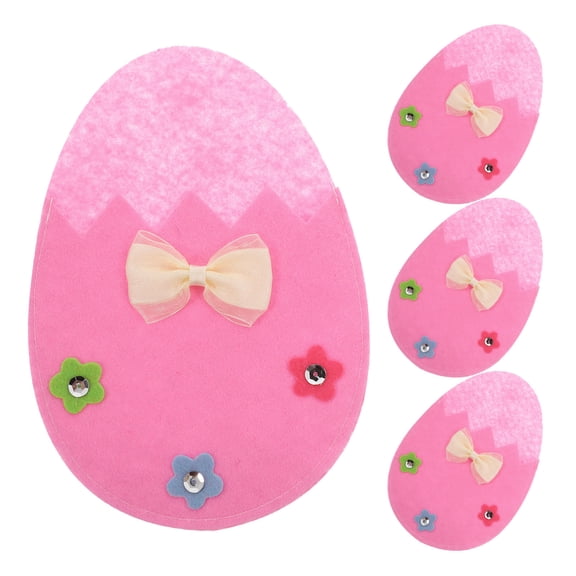 HEANUJJ Pink Felt Egg Shaped Utensil Pouch 4Pcs for Table Decoration in Easter Celebrations