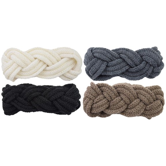 HEANUJJ 4Pcs Elastic Knitted Headbands Wool Yarn Hair Band for Cold Weather Use